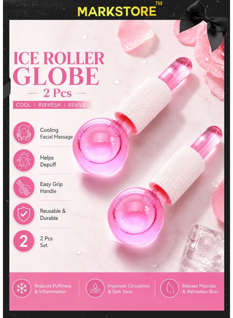 MARK STORE Ice Roller Globe, 2 Pcs Ice globe Massager, Facial Roller Cold Skin Massager, Safe and Durable, Non Slip and Easy To Use, for Daily Beauty, Redness Soothing, Facial Wrinkle Removal, Puffines Reduction - Image 2