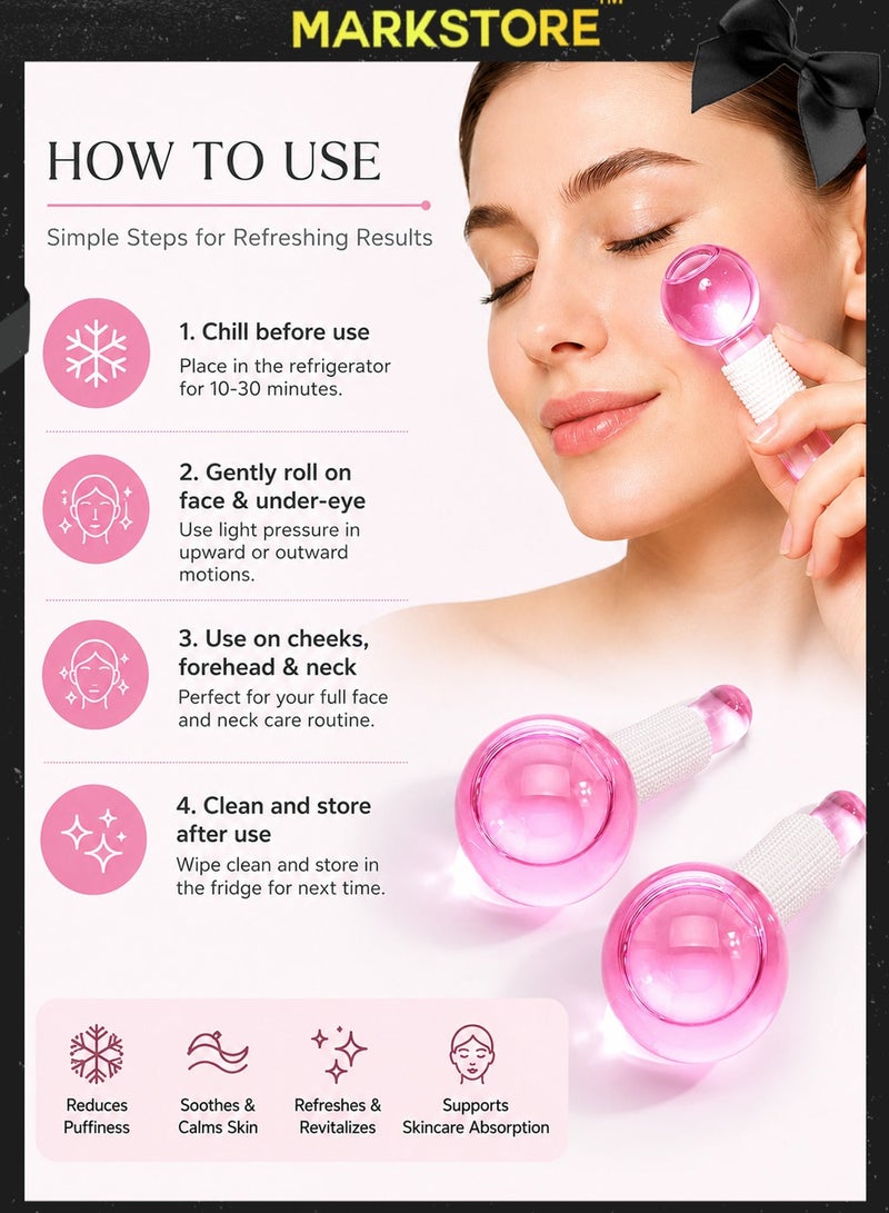 MARK STORE Ice Roller Globe, 2 Pcs Ice globe Massager, Facial Roller Cold Skin Massager, Safe and Durable, Non Slip and Easy To Use, for Daily Beauty, Redness Soothing, Facial Wrinkle Removal, Puffines Reduction - Image 3