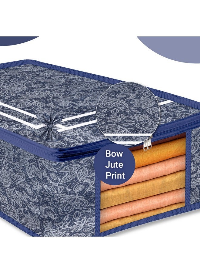 Kuber Industries Pack of 9 Saree Storage Bag | 9 Inch | Wardrobe Bag for Lehenga-Suit | Garments Bag | Lightweight-Portable Clothes Bag | Visible Window Saree Bag | Bow Flower Printed | Navy Blue - Image 5