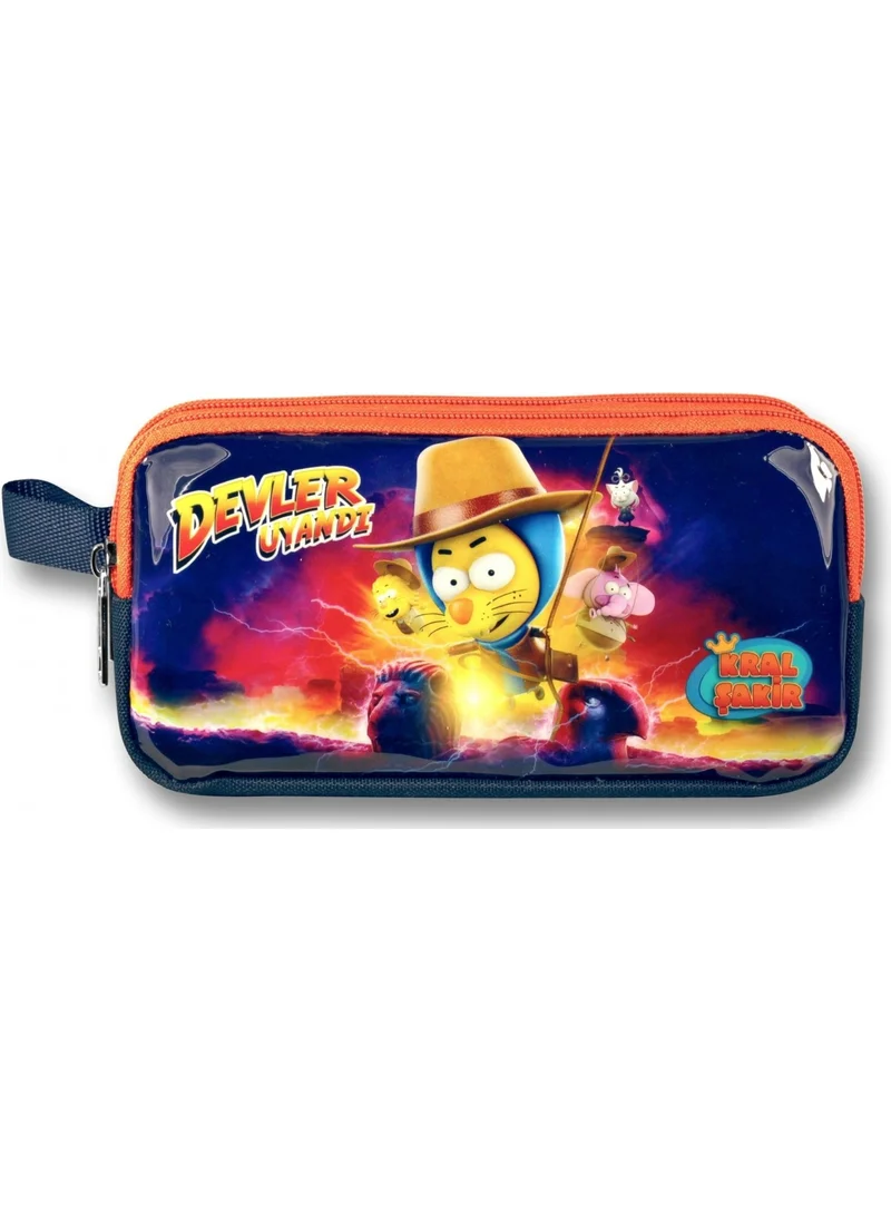 Ümit Çanta Kral Şakir Navy Blue-Orange Giants Awakened Two-Partition Pencil Case - Boy