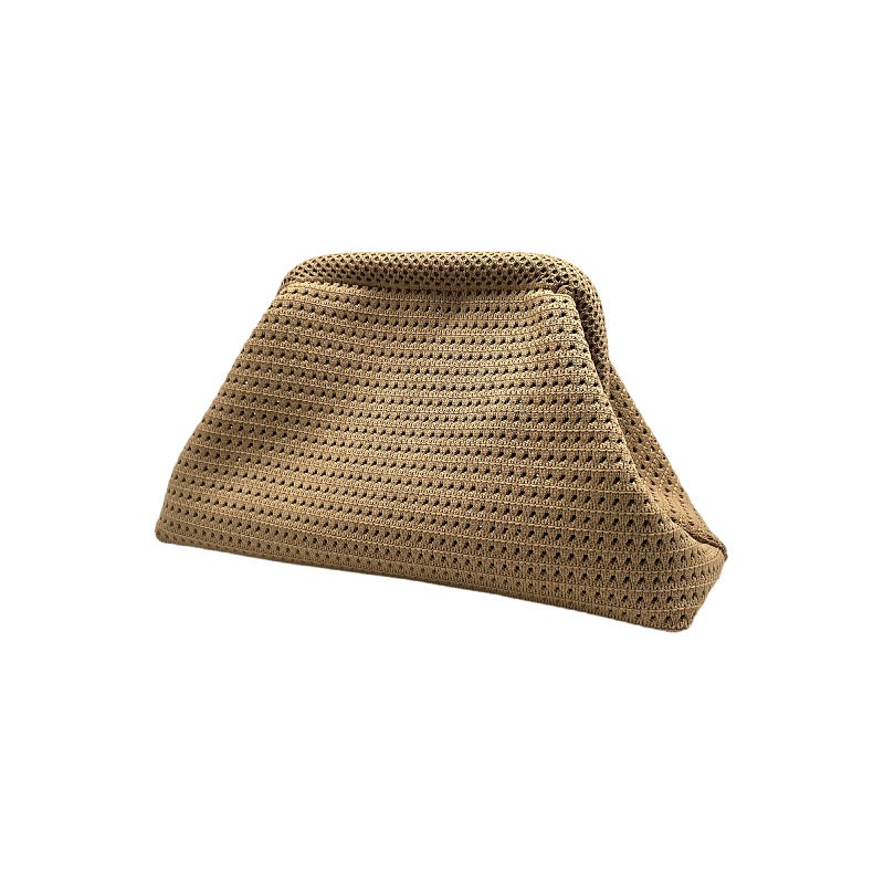 2025 New Knitted Handbag Striped Cloud Large Capacity Daily All-Match Contrast Color Fly-Woven Bag - Image 1