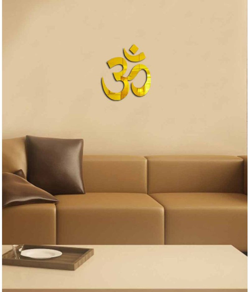 Wall1ders Om Mirror Wall Stickers (Size 15 X 15 Cm, Golden) Mirror Stickers For Wall.(Plastic)-Self-Adhesive - Image 3
