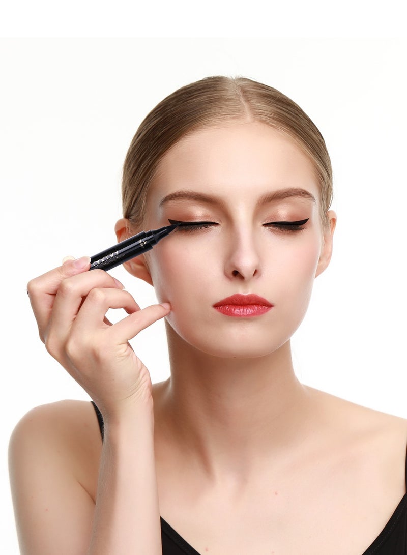 docolor Liquid Eye liner Stamp Black Double-sided Winged Eye Liner Ink Waterproof Smudgeproof Long Lasting Wing Original Eyeliner Pen  - Image 3