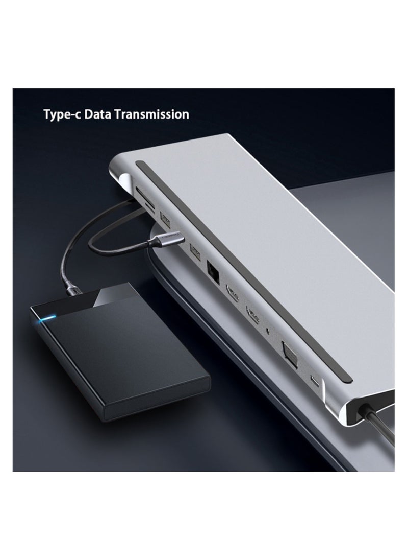 Generic - Multifunctional USB C Docking Station Dual Monitor for Dell HP Surface Laptop,14 in 1 Triple Display USB C Hub Multiple Adapter, USB C Dongle with 2 HDMI 4K VGA5 USB Port 100W PD Charger - Image 1