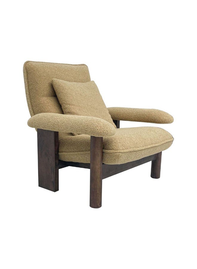 DANUBE HOME V2 Strand 1 Seater Fabric Accent Chair – Modern Comfortable Armchair for Living Room, Bedroom, Lounge, Office – Stylish Upholstered Single Sofa Chair - Beige - Image 1