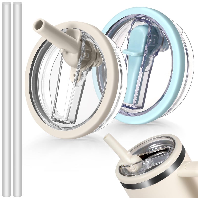 ANTAND 2 PCS Flip Straw Lid for Stanley 40 oz Tumbler  Spill Proof Lid Replacement 40 oz No Spill Flip Top for Stanley Lids  Reusable Tumbler Cover Compatible with 40oz Stanley Cup Accessories - Image 1