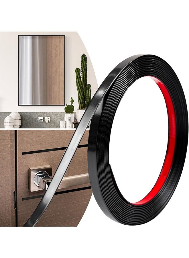 2/5 Inch x 20 Feet Peel and Stick Wall Trim, Paintable PVC Molding for Straight Edge, Backsplash, Door and Window Frame, Waterproof, Black - Image 1