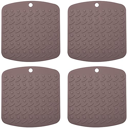 P-Plus International Silicone Trivet Mat Pot Holder Hot Pads for Table Trivet for Hot Dishes Non-Slip & Heat Resistant Modern Kitchen Hot Pads for Pots & Pans (Brown, Pack of 4) - Image 1