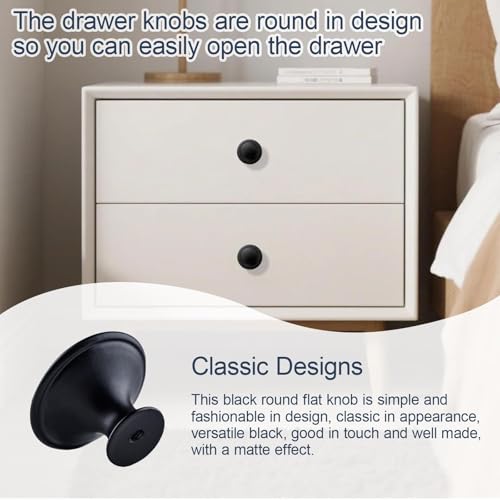 Xfopz 10 Pack Cabinet Knobs, 30mm Round Drawer Hardware for Dresser, Kitchen and Closet with Screws (Black) - Image 4