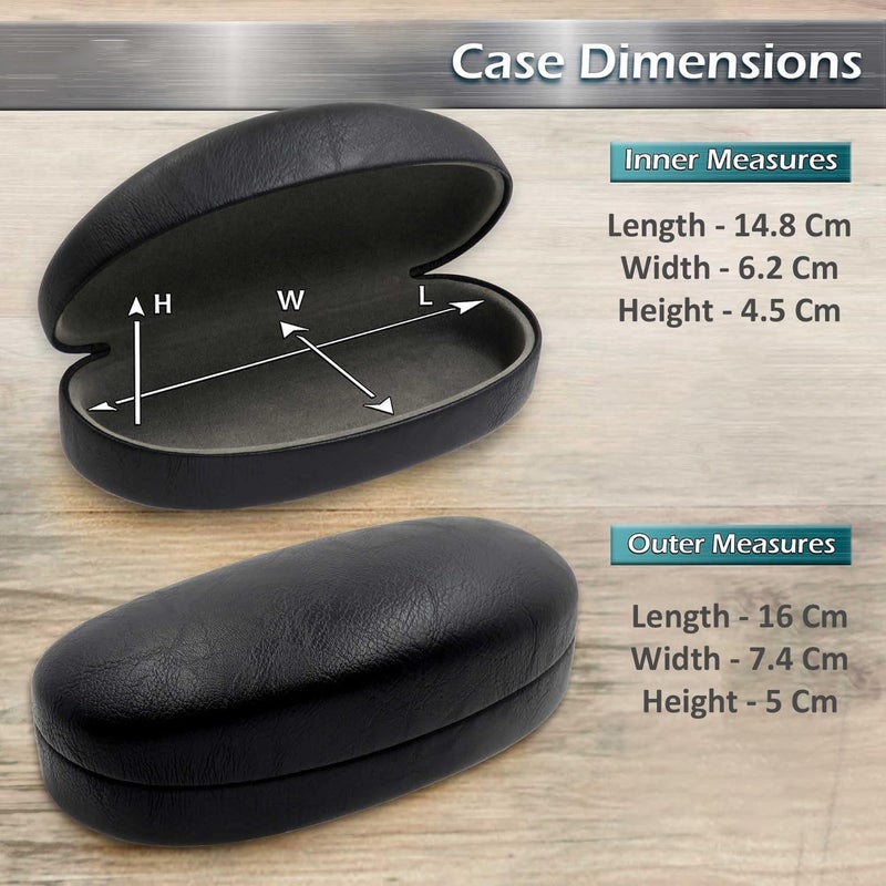 Styzere Hard Sunglasses Case for Medium, Large & Oversized frames with cleaning cloth & Pouch, Black - Image 4