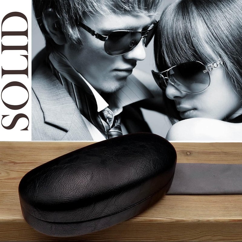 Styzere Hard Sunglasses Case for Medium, Large & Oversized frames with cleaning cloth & Pouch, Black - Image 2