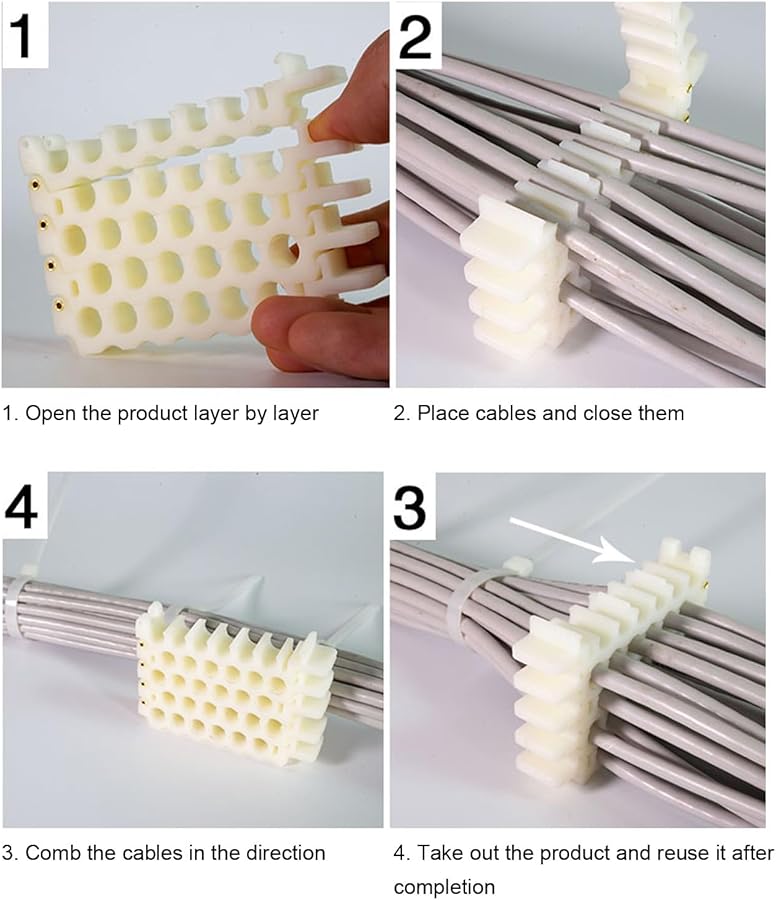 ABS Cable Organizer 6x4 Holes Multipurpose Dresser for CAT5 CAT6 CAT7 Network Cables - Image 4