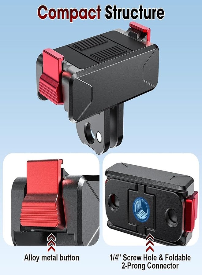 GetZget قاعدة تثبيت مغناطيسية سريعة الفك من GetZget® متوافقة مع DJI Action 6/ Osmo Nano، حامل محول توسيع مغناطيسي ثنائي المخالب مع ملحقات فتحة برغي 1/4 بوصة - Image 2