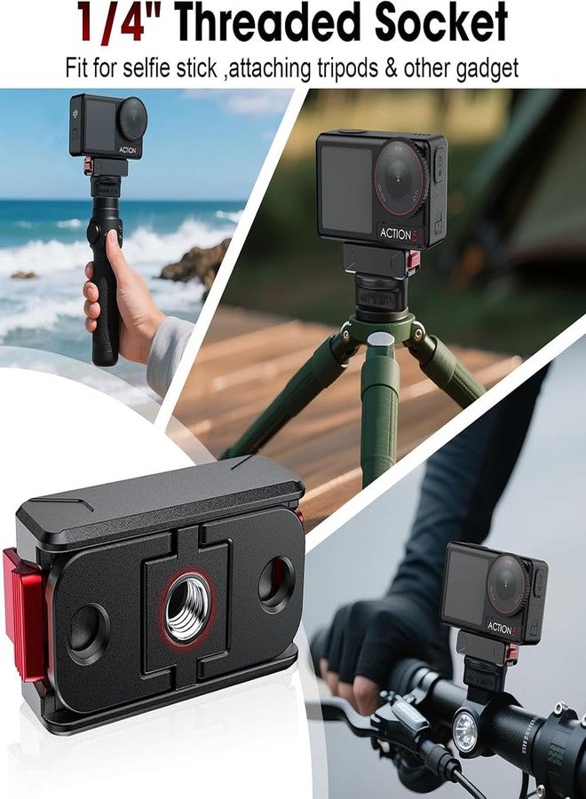 GetZget قاعدة تثبيت مغناطيسية سريعة الفك من GetZget® متوافقة مع DJI Action 6/ Osmo Nano، حامل محول توسيع مغناطيسي ثنائي المخالب مع ملحقات فتحة برغي 1/4 بوصة - Image 5