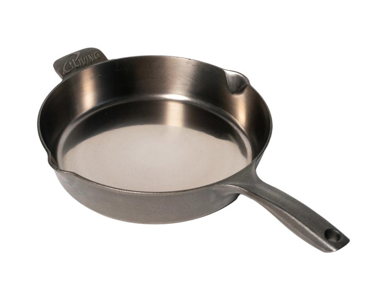 iLiving Un-seasoned Modern Heirloom Mirror Polished Cast Iron Skillet Pan 12" (2.7" Wall Height / 3.7 L), Silver - Image 1