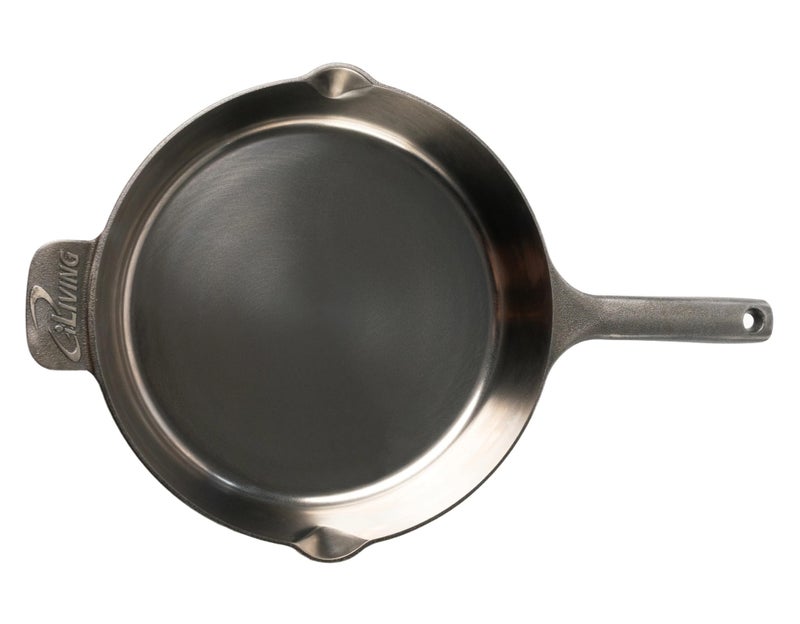iLiving Un-seasoned Modern Heirloom Mirror Polished Cast Iron Skillet Pan 12" (2.7" Wall Height / 3.7 L), Silver - Image 3