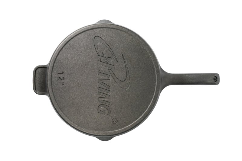 iLiving Un-seasoned Modern Heirloom Mirror Polished Cast Iron Skillet Pan 12" (2.7" Wall Height / 3.7 L), Silver - Image 5