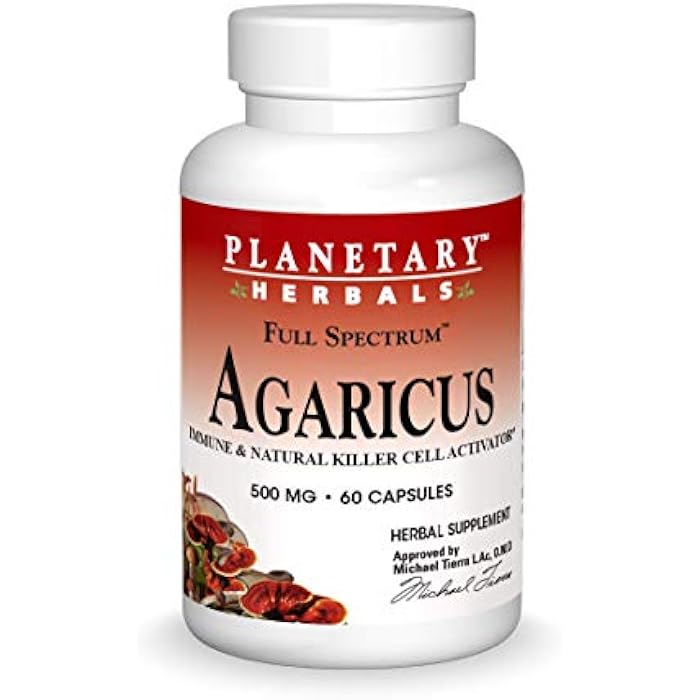 Planetary Herbals Agaricus Extract Full Spectrum Capsules, 500 mg, 60 Count - Image 1