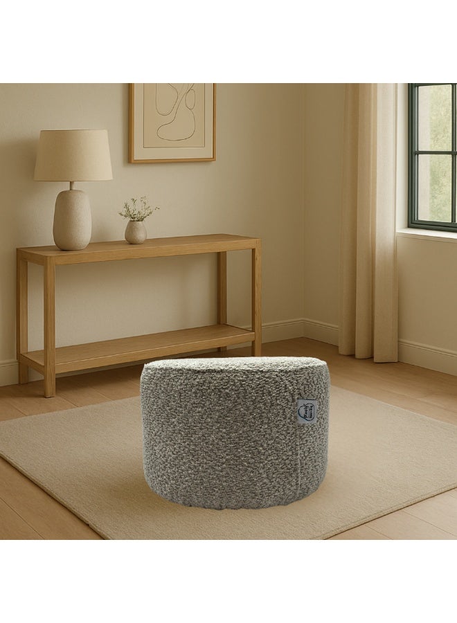PixelsBeanBag Round Ottoman, Bouclé Fabric, for Living Room and Bedroom - Image 1