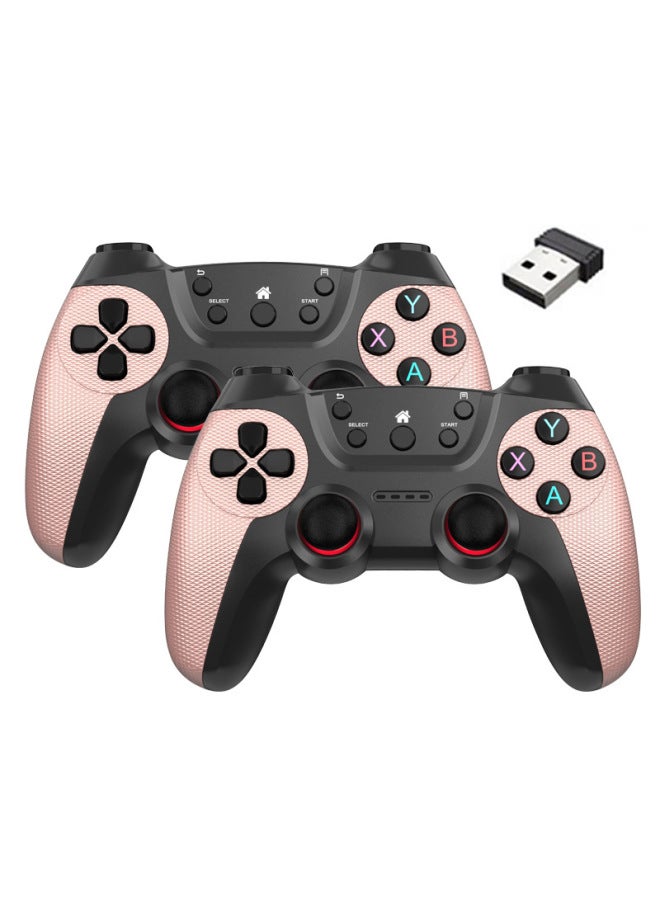 2.4g Wireless Game Controller Dualshock Supports Android Usb Tv Computer Double Player Handle For Tv Computer-Product Color:Rose Powder (Doubles)-Bare Metal - Image 1