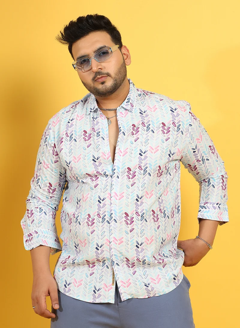 Instafab Plus Instafab Plus Men's Multicolour Abstract Print Shirt For Casual Wear | Spread Collar | Long Sleeve | Button Closure | Heavy Rayon Shirts Crafted With Comfort Fit For Everyday Wear