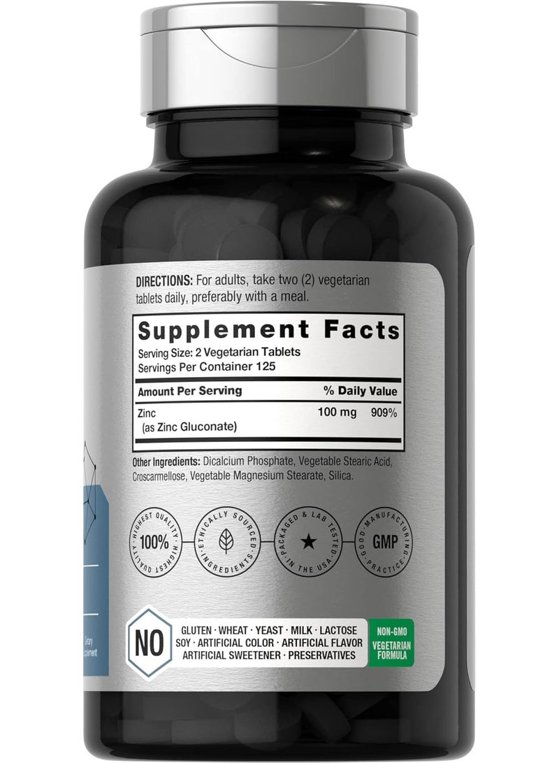 Horbäach Chelated Zinc Supplement 100mg | 250 Tablets | High Potency & Superior Absorption | Vegetarian, Non-GMO, Gluten Free - Image 2