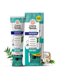 GuruNanda GuruNanda Hydroxyapatite Toothpaste, SLS & Fluoride Free, Whitening Toothpaste - Freshens Breath, Fights Plaque - Natural CocoMint Jasmine Neem, 4.2oz  - Image 1