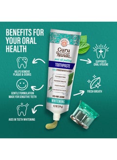 GuruNanda GuruNanda Hydroxyapatite Toothpaste, SLS & Fluoride Free, Whitening Toothpaste - Freshens Breath, Fights Plaque - Natural CocoMint Jasmine Neem, 4.2oz  - Image 4