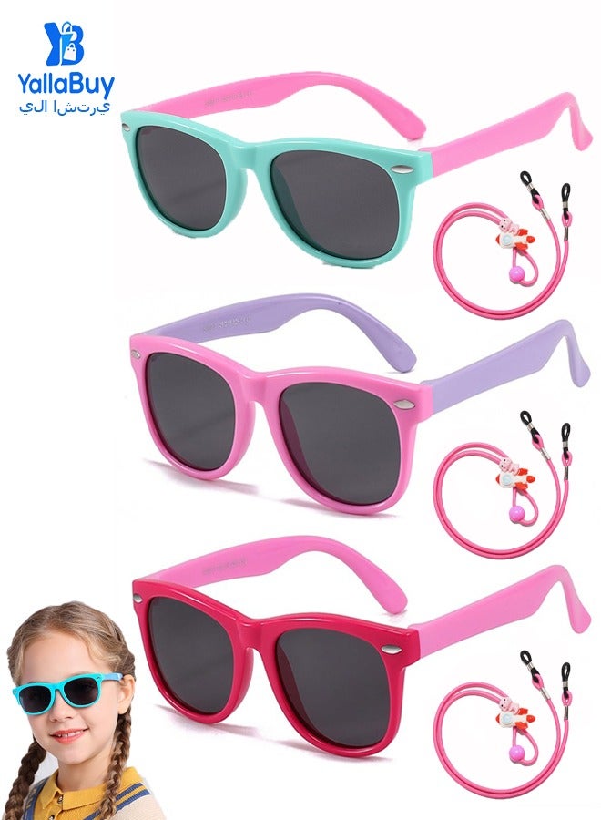 YallaBuy Flexible Polarized Kids Sunglasses – UV400 Protection Shades for Boys & Girls, 3 Pack Toddler Eyewear for Outdoor Play - Image 1