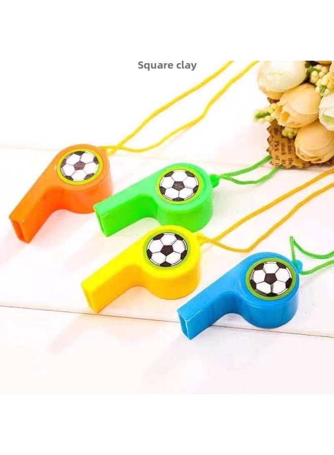 Generic Plastic Whistle Refueling Whistle Blowing Referee Lanyard Competition Games Children's Toys To Survive Baby Wholesale-Color:Football Whistle (mixed Color Hair) 12 Pieces - Image 3
