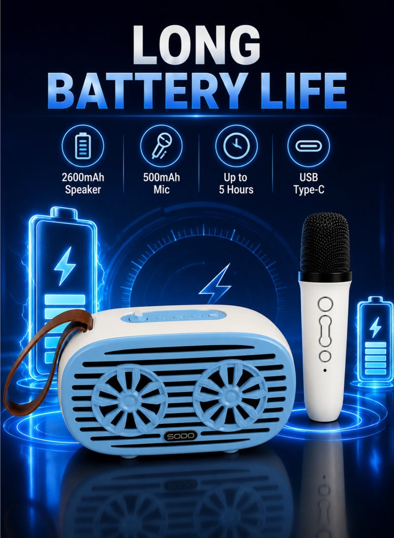 SODO SD03 Bluetooth Speaker with Wireless Mic, Portable Karaoke Speaker, USB/TF/AUX, 16W RMS, Bluetooth 5.1 - Image 5