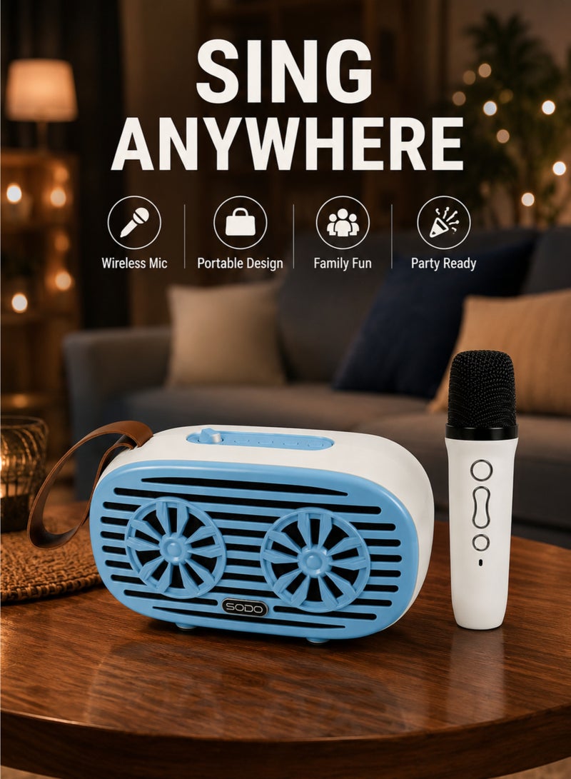 SODO SD03 Bluetooth Speaker with Wireless Mic, Portable Karaoke Speaker, USB/TF/AUX, 16W RMS, Bluetooth 5.1 - Image 3