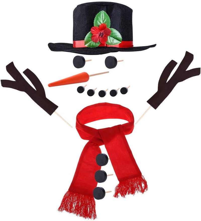 Hosfairy 16Pcs Snowman Decorating Kit Snowman Hat Scarf Eyes Nose Mouth Making Building Accessories for Winter Christmas Holiday Party Outdoor Toys Decoration - Image 3