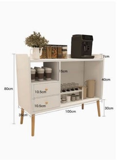 AGD Coffee Cabinet With Large Storage Capacity For Living Room Or Office White Wood 80x100x35 cm  - Image 3