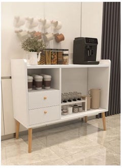 AGD Coffee Cabinet With Large Storage Capacity For Living Room Or Office White Wood 80x100x35 cm  - Image 2
