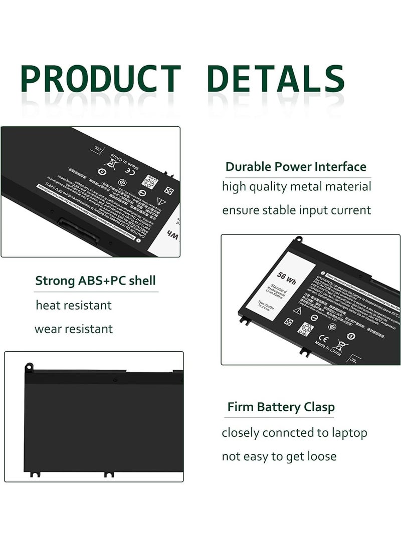 Terabyte بطارية لابتوب 56WH 33YDH متوافقة مع ديل إنسبايرون 17 7000 7779 7778 7786 7773 2 في 1 15 7577 G3 15 3579 17 3779 G5 15 5587 G7 15 7588 لاتيتيود 13 3380 14 3490 3590 3580 PVHT1 P30E 81PF3 081PF3 - Image 3