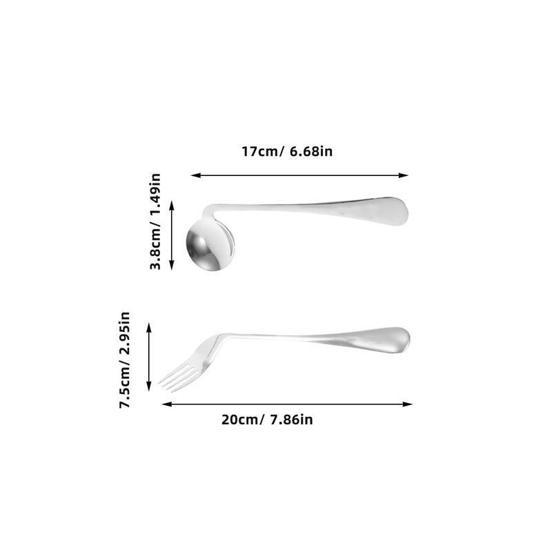 Angled Stainless Steel Feeding Spoon And Fork For Adults Ergonomic Adaptive Utensils - Image 3