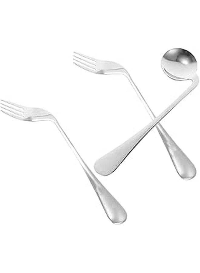 Angled Stainless Steel Feeding Spoon And Fork For Adults Ergonomic Adaptive Utensils - Image 1