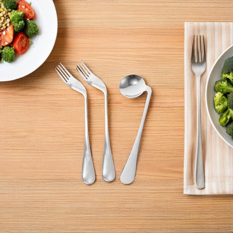Angled Stainless Steel Feeding Spoon And Fork For Adults Ergonomic Adaptive Utensils - Image 5