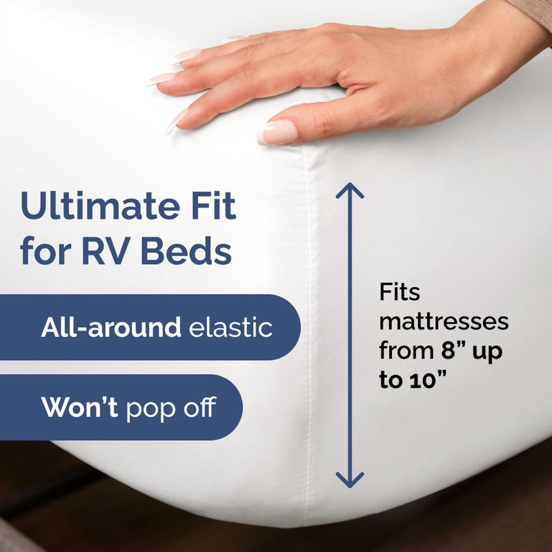 CGK Unlimited RV Short King Sheets 72 X 75 - RV Short King Sheets 8  to 10"" Deep Pocket - Designed for RVs  Bunks  Trailers  Campers & Short RV King Mattresses - Premium Easy-Care Fitted Sheets for RV Beds - White  - Image 3