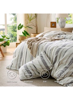 Bedsure Bedsure Waffle Weave Duvet Cover Queen - 100% Cotton Boho Duvet Cover Set with 2 Pillowcases - Extra Soft Cream White Textured Comforter Cover with Zipper Closure (Queen, 90"x90")  - Image 4