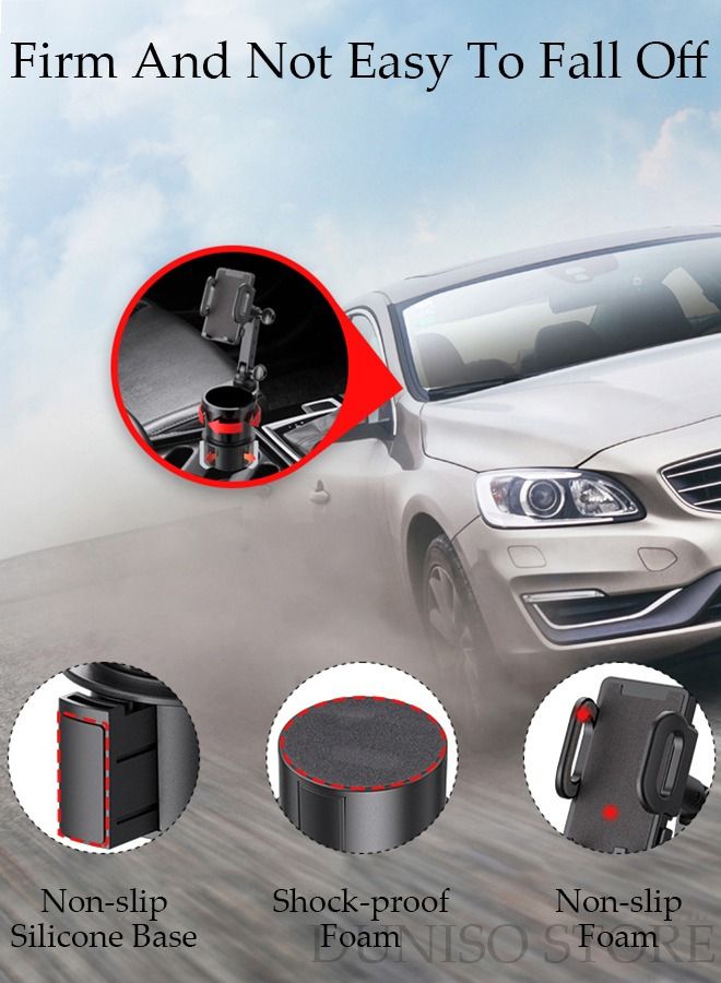 DUNISO Car Cup Holder Phone Mount 2-in-1 Cup Phone Holder for Car Mount Adjustable Base with 360° Rotation Universal Multifunctional Cup Holder Cell Phone Holder for Car Fits Any iPhone - Image 3