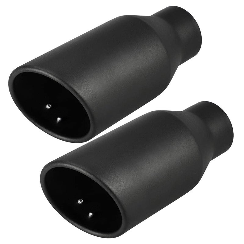 Upower 25 inch Inlet 4 inch Outlet Exhaust Tip 25 to 4 Exhaust Tailpipe Tips 9 Long Black Weld On 12mm Thick Stainless Steel 2 12 Inlet Rolled End Pack of 2