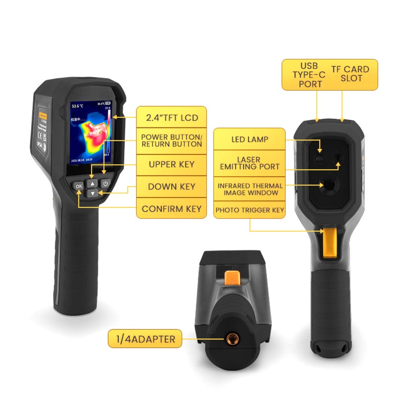 LODESTAR LTi120S Professional Infrared Thermal Imager 2.4-inch LCD Digital Infrared Imaging Devices -20~400℃ Temperature Range 120 x 90 Thermal Resolution with 6 Palettes LED Light 32GB Storage - Image 5