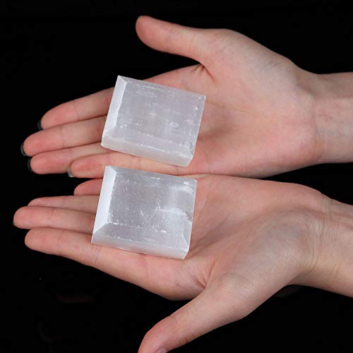JIC Gem 4pcs White Square Cabinet Knobs Selenite Crystal Stone Handle Pulls Large for Drawer Kitchen Cabinets Wardrobe - Image 4