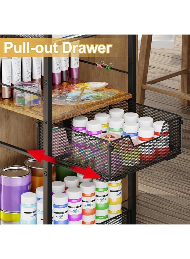 Simple Serenity 5-Tier Makeup Cart Organizer with Drawer and 8 Dividers, Rolling Makeup Stand with Lockable Wheels, Floor Standing Makeup Storage for Brushes, Skincare & Cosmetics - Image 3