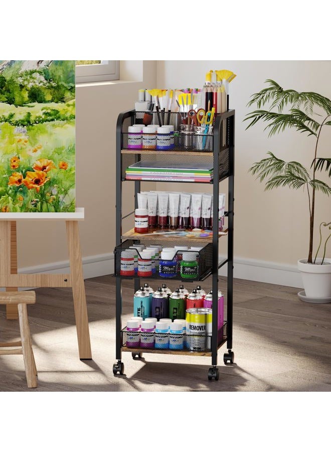 Simple Serenity 5-Tier Makeup Cart Organizer with Drawer and 8 Dividers, Rolling Makeup Stand with Lockable Wheels, Floor Standing Makeup Storage for Brushes, Skincare & Cosmetics - Image 1