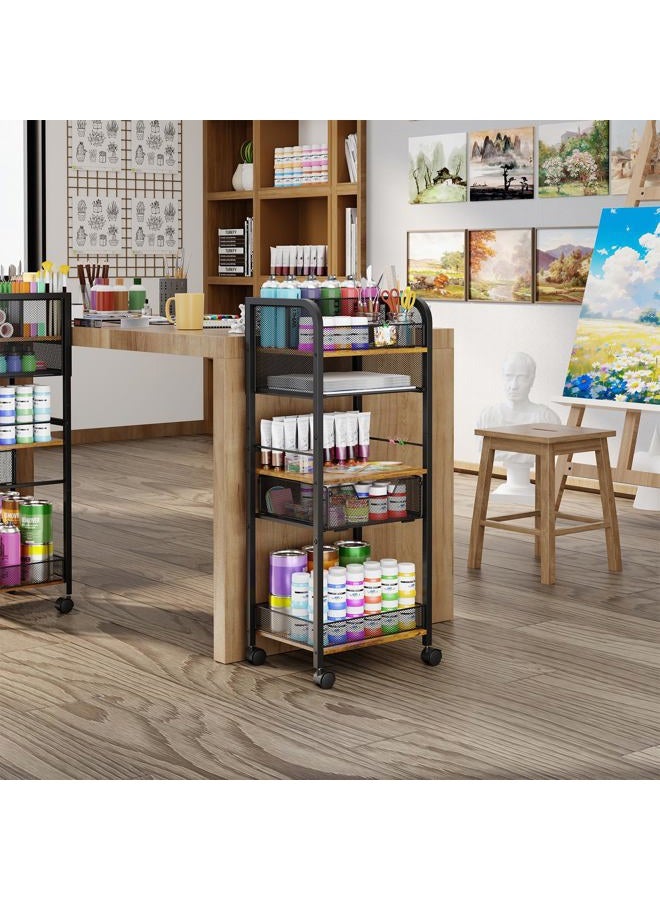 Simple Serenity 5-Tier Makeup Cart Organizer with Drawer and 8 Dividers, Rolling Makeup Stand with Lockable Wheels, Floor Standing Makeup Storage for Brushes, Skincare & Cosmetics - Image 5