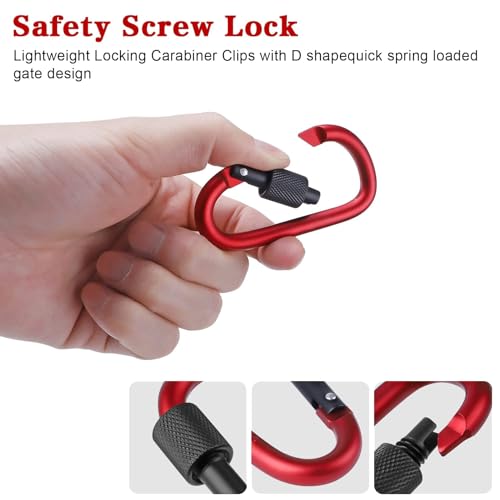 Gozaqe Aluminium Carabiner Ring Clip Hook Keyring,D Ring,Spring Snap Hook for Keychain Clip,Heavy Duty Buckle for Hiking,Travel,Riding,Fishing,Camping,Pet Lead Hanging-5Pcs - Image 3