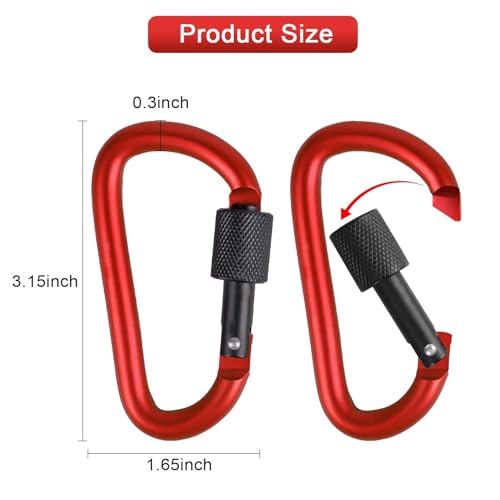 Gozaqe Aluminium Carabiner Ring Clip Hook Keyring,D Ring,Spring Snap Hook for Keychain Clip,Heavy Duty Buckle for Hiking,Travel,Riding,Fishing,Camping,Pet Lead Hanging-5Pcs - Image 2